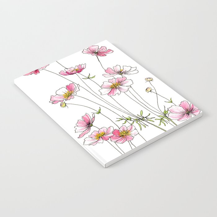 Pink Cosmos Flowers Notebook