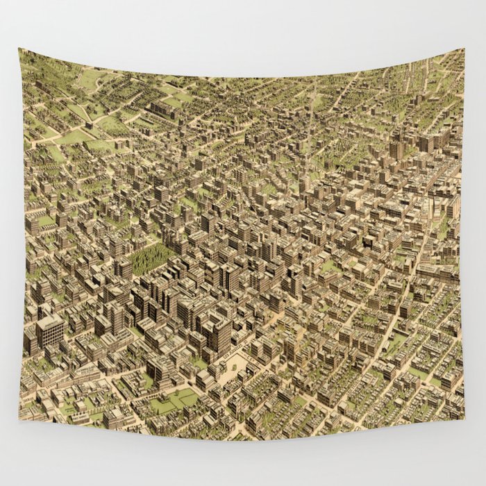 Vintage Pictorial Map of Los Angeles (1909) Wall Tapestry by BravuraMedia  Society6