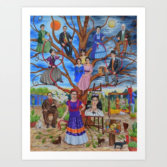 Frida Kahlo Custom Family Tree Painting Art Print By