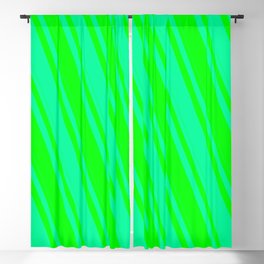 [ Thumbnail: Lime and Green Colored Lined Pattern Blackout Curtain ]