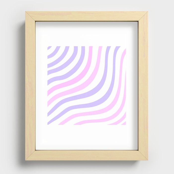 Pastel Purple and Pink Wavy Stripes Recessed Framed Print