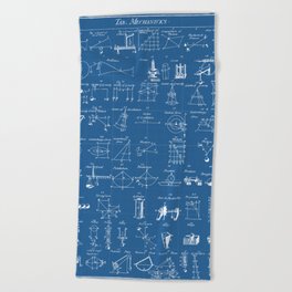 Table Of Engineering And Mechanics Blueprint Artwork Beach Towel