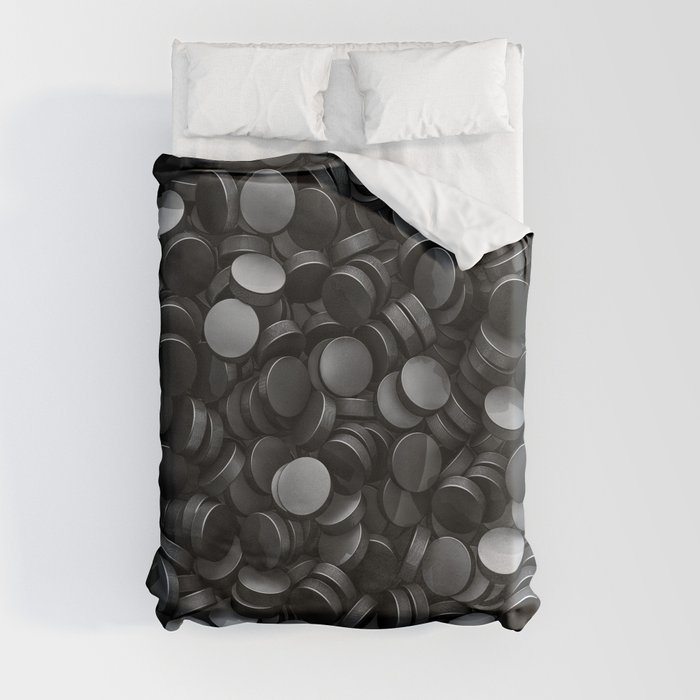 Hockey pucks Duvet Cover