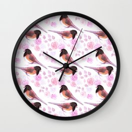 Juncos and roses watercolor painting Wall Clock