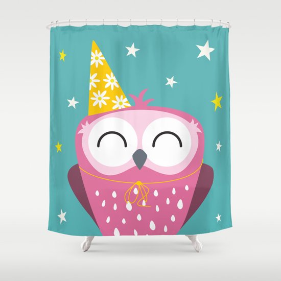 Party Owl Shower Curtain