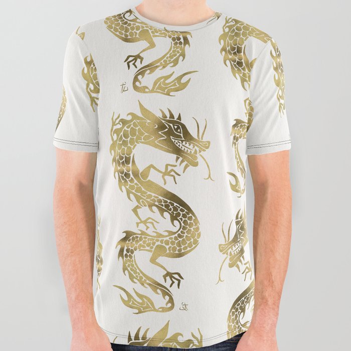 Chinese Dragon – Gold All Over Graphic Tee