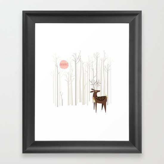 Reindeer of the Silver Wood Framed Art Print