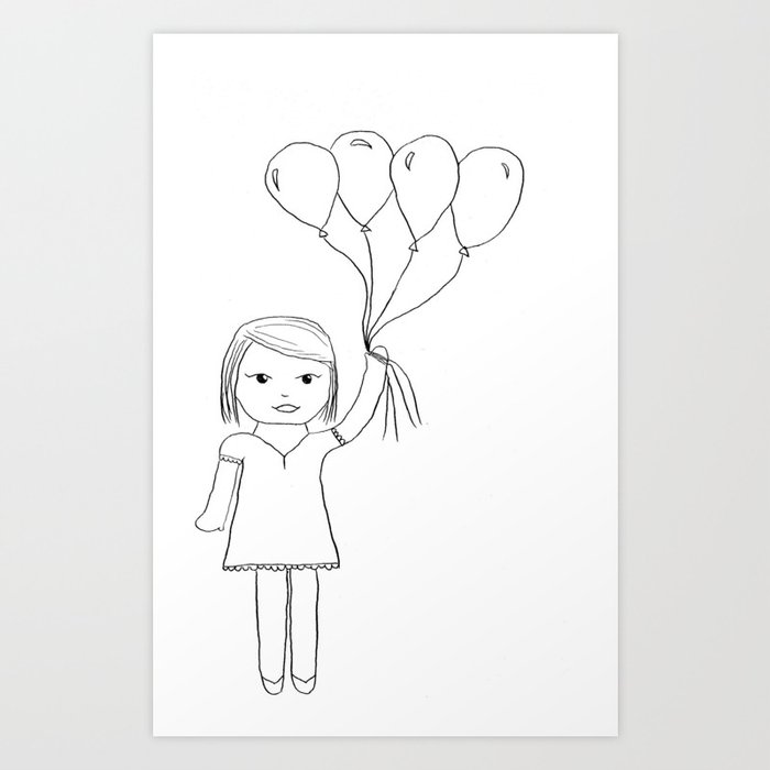 girl with balloons Art Print