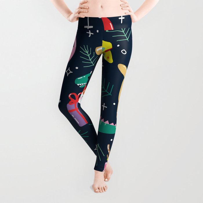 Christmas seamless pattern with cute funny animals  Leggings