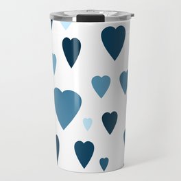 deep blue heart pattern Travel Mug