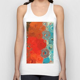 Turquoise and Red Swirls - cheerful, bright art and home decor Tank Top