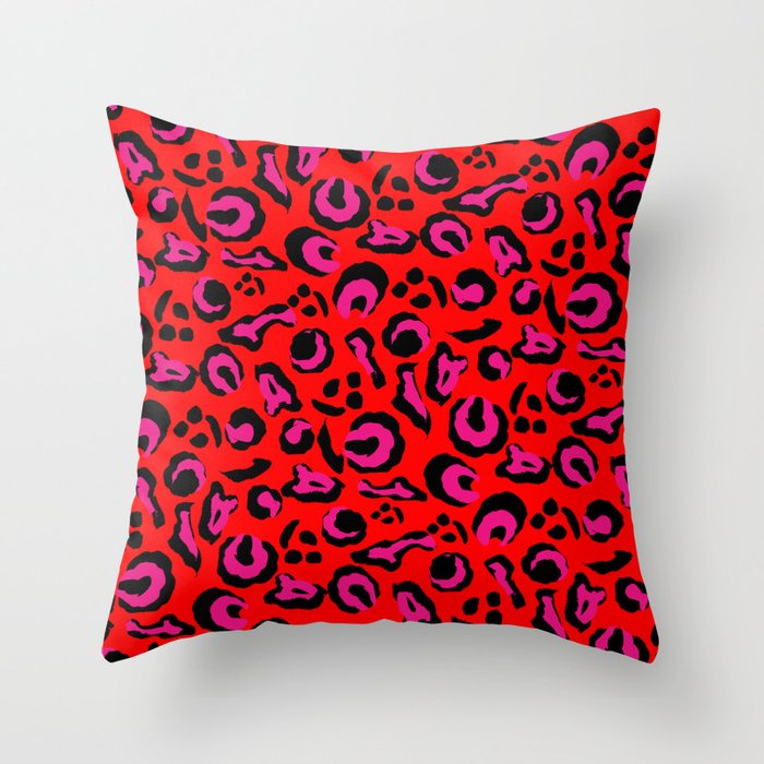 Modern Leopard Skin Animal Print Orange Purple Pattern Throw Pillow