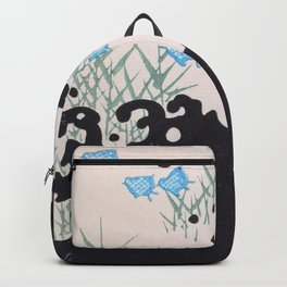 Flying Birds over Wave Abstract Yin-Yang Vintage Japanese Print Backpack
