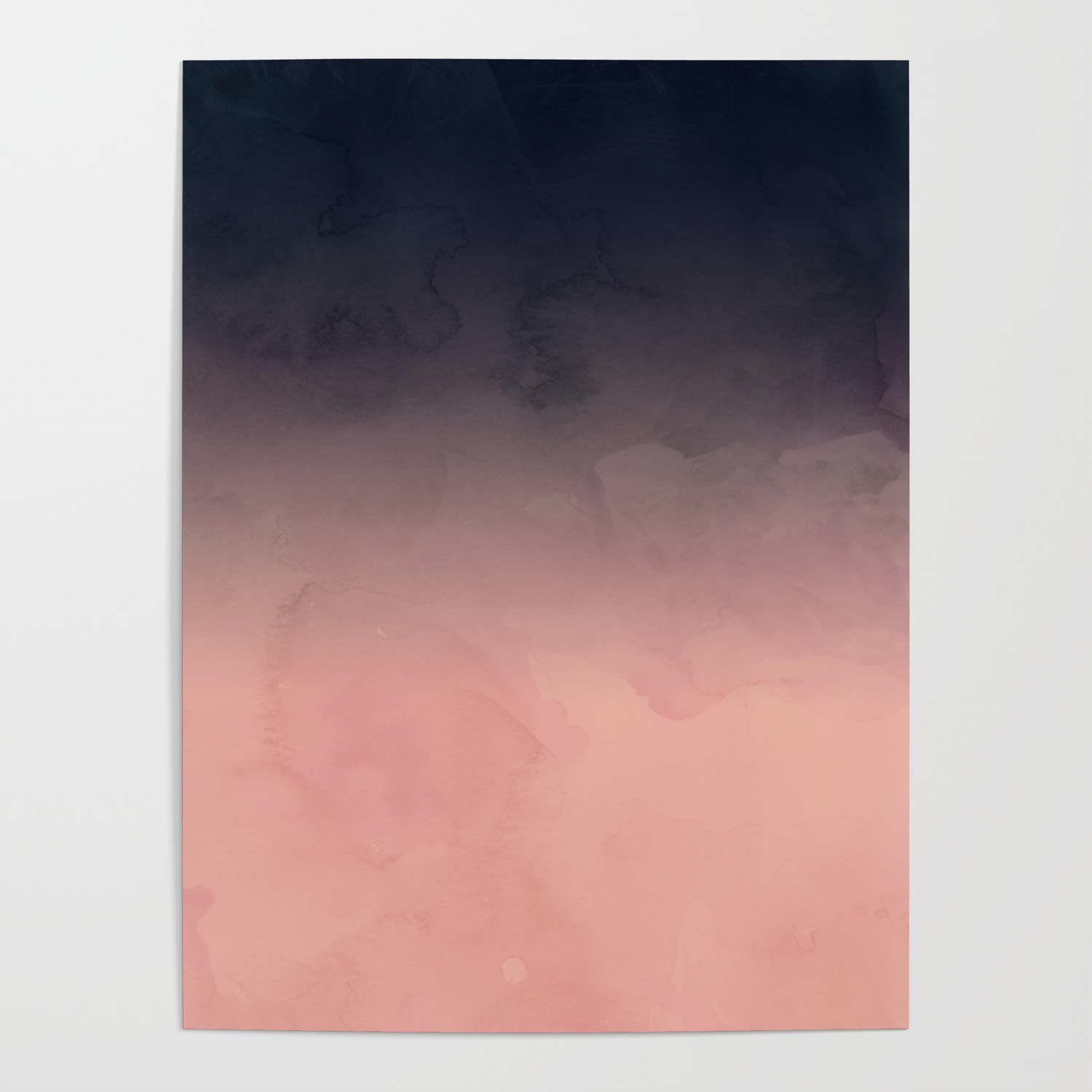 Society6 Modern Abstract Dark Navy Blue Peach Watercolor Ombre Gradient by Girly Trend by Audrey Chenal on 