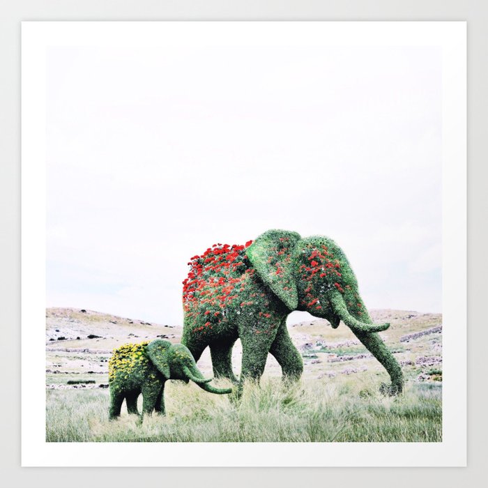 Blossom Elephants Art Print