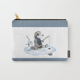 Ice Fishing Badger Carry-All Pouch | Winter, Kids, Ink Pen, Cartoon, Sled, Nice, Adorable, Badger, Fishing, Cute 