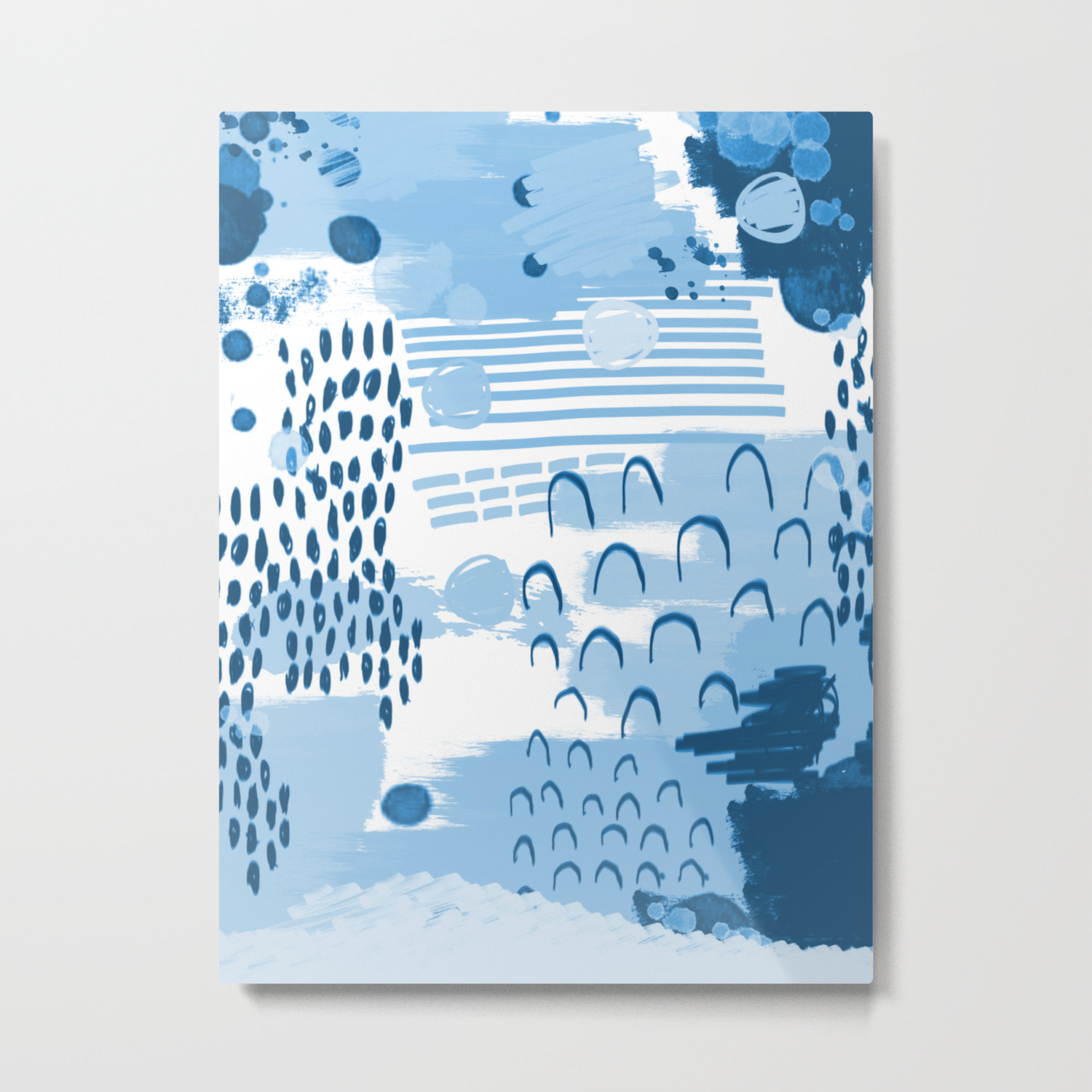 Yesta Abstract Painting Indigo Blue Dots Mark Making Canvas