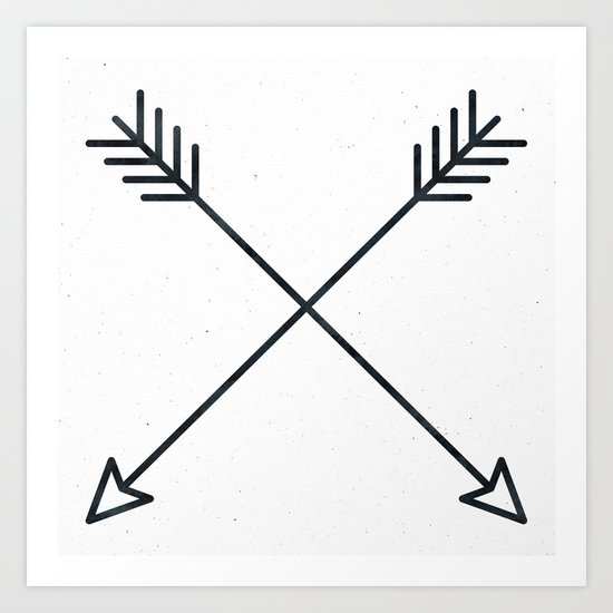 Arrows - Black and White Arrow Adventure Wanderlust Vintage Compass Design Art Print