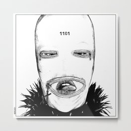 asc 424 - Le masque de la Toussaint (Trick or treat!) Metal Print | Black and White, Comic, Scary, Illustration 