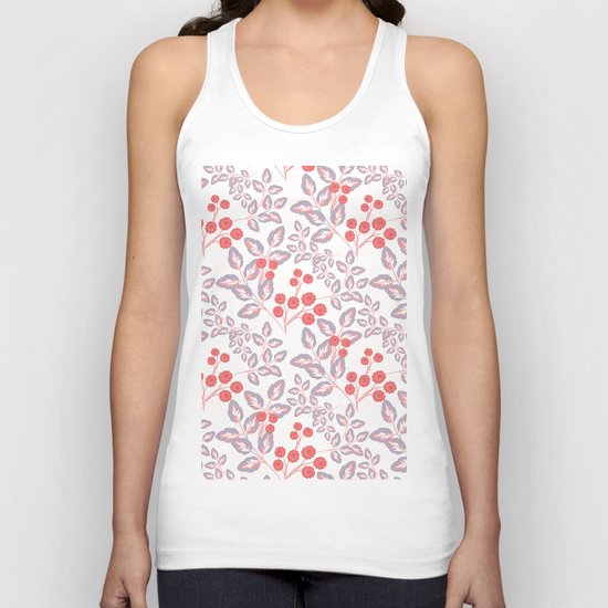 Delicate sprigs, red - orange flowers. Unisex Tank Top