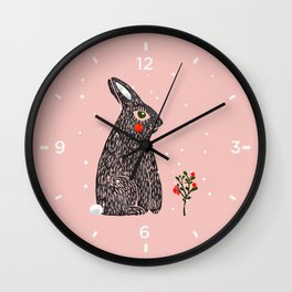 Christmas rabbit - illustration Wall Clock