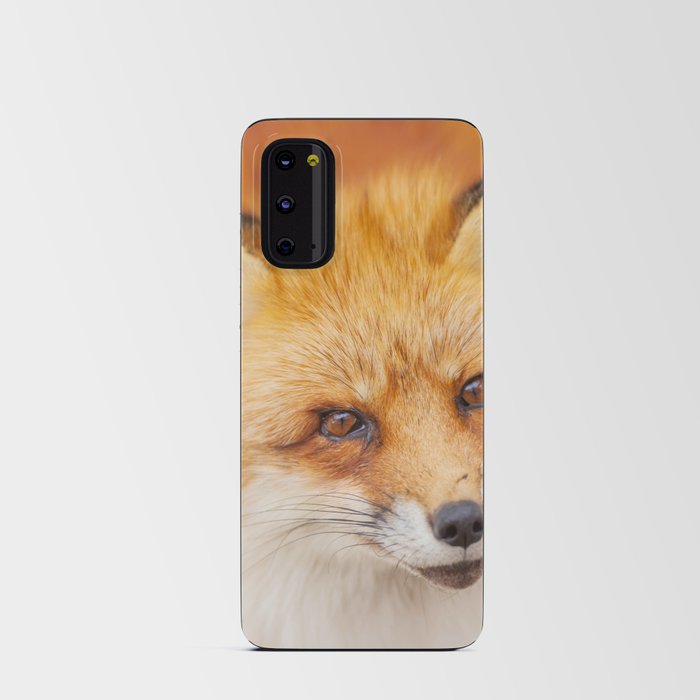 Japanese red fox resting, sleeping and playing in the white snow forest background in Japan Android Card Case