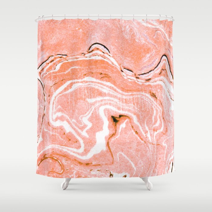 Coral Blush Marble #society6 #decor #buyart Shower Curtain