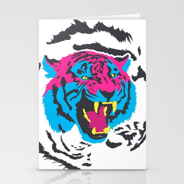 Pink and Blue Tiger Stationery Cards