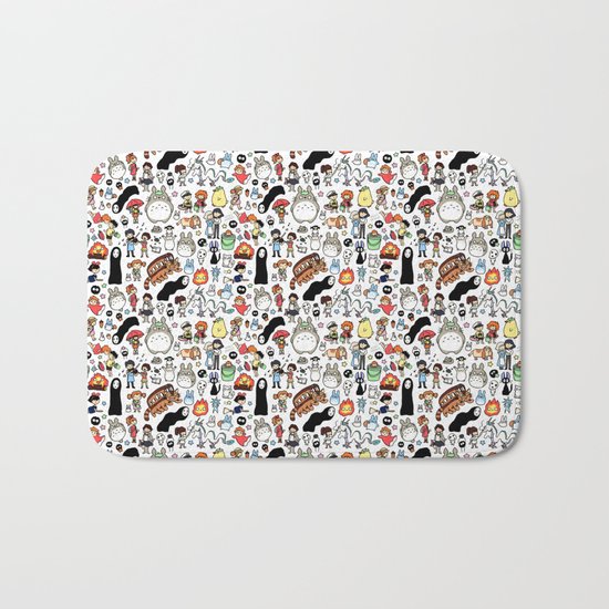 Kawaii Ghibli Doodle Bath Mat