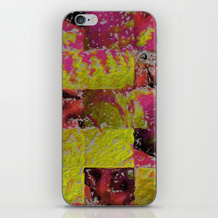 Patchwork Memories Pink and Chartreuse Art and decor iPhone Skin