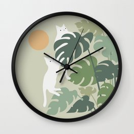 Cat and Plant 42 Wall Clock