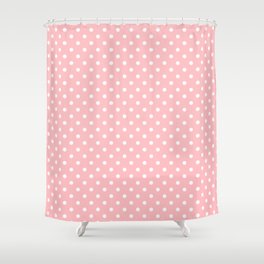 White Pink Polka Dots Shower Curtain