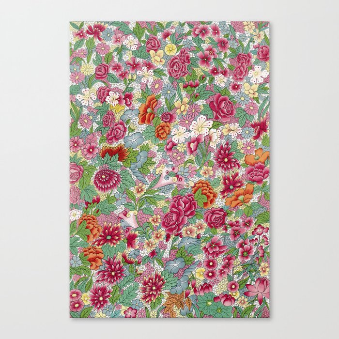 Ornamental Chinese Colorful Floral Design Canvas Print