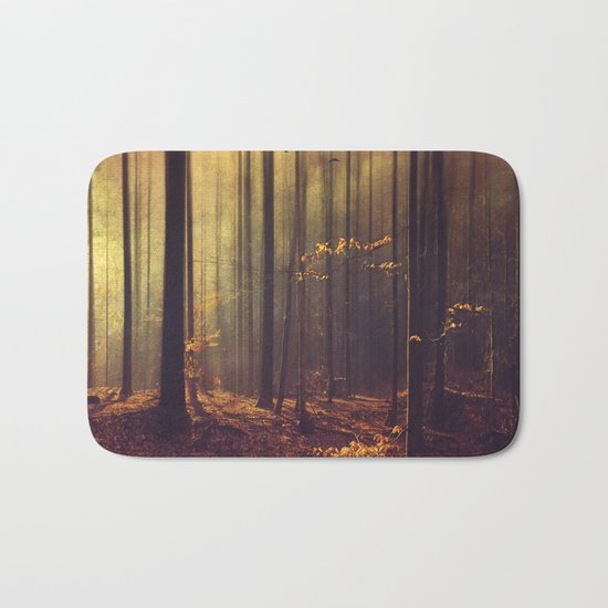 Light Hunters - Abstract orest in Sunlight Bath Mat