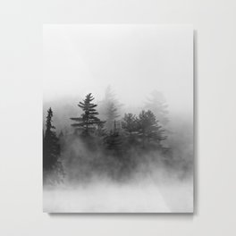 shrouded Metal Print | Fog, Nature, Photo, Adirondacks, Mistytrees, Lake, Morningmist, Morningfog, Black and White, Landscape 