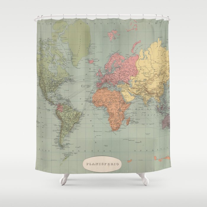 Vintage Map of The World (1889) Shower Curtain