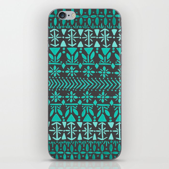 Norwegian Pattern – Aqua on Charcoal iPhone Skin