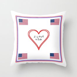 Flag of Usa – I love Usa 7 Throw Pillow