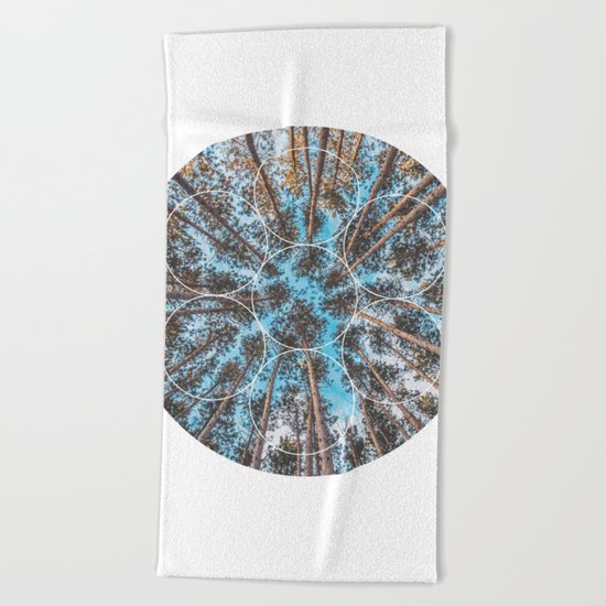 Circular Palm Trees - Geometric Photographic Beach Towel