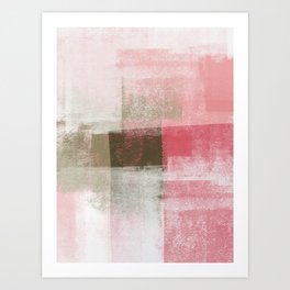 Surfaces 9B | Abstract in Sage Green & Deep Pink Art Print