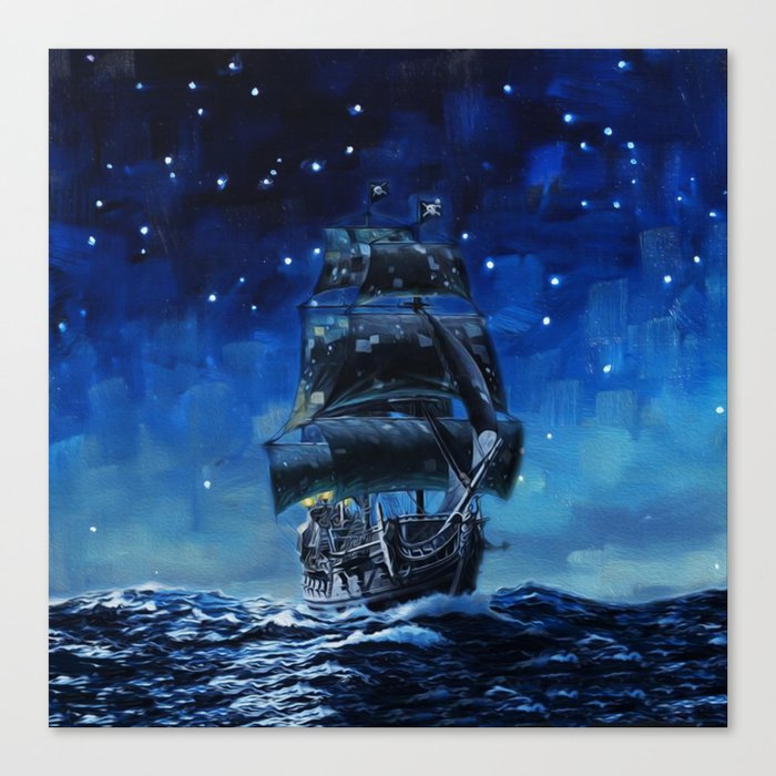 Black Pearl Starry Night Canvas Print