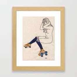 Striped Socks and Roller Skates Framed Art Print