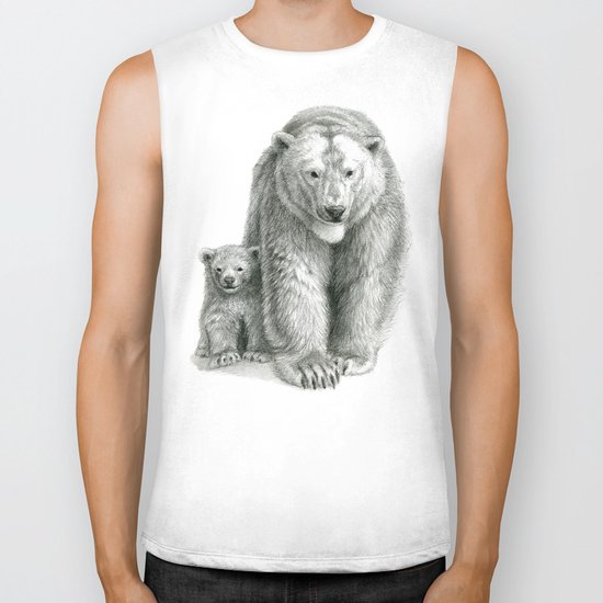 Polar bear and cub SK041 Biker Tank