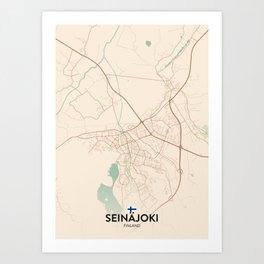 Seinajoki, Finland - Vintage City Map Art Print