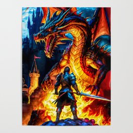 Dragon fighter by Brian Vegas Poster