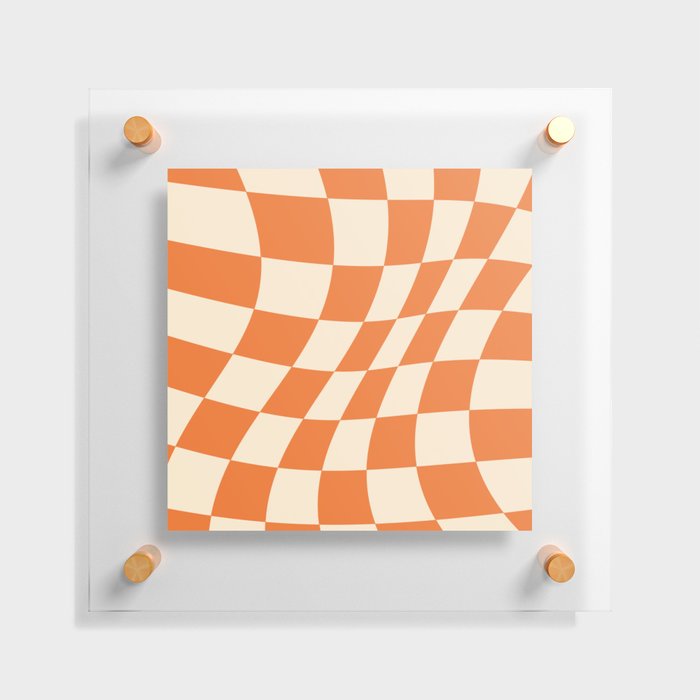 groovy tangerine plaid Floating Acrylic Print