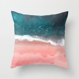 Turquoise Sea Pastel Beach III Throw Pillow
