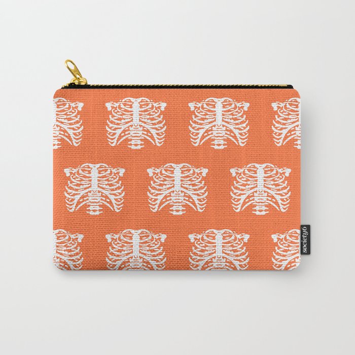 Human Rib Cage Pattern Orange Carry-All Pouch