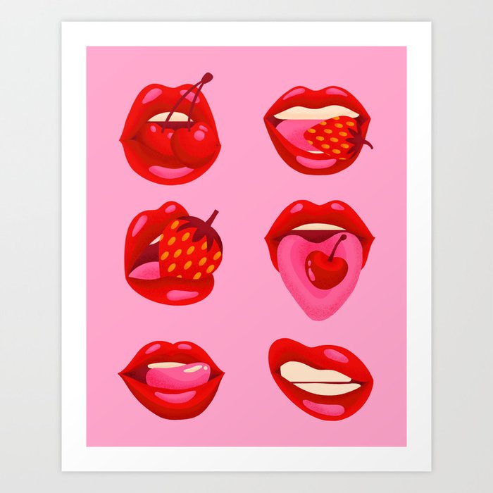 Fruity & Flirty on Light Pink Art Print