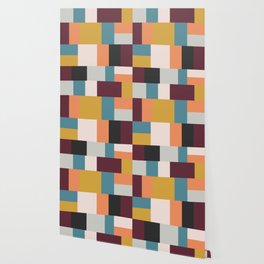 Multi Colored Geometric Squares Pattern Wallpaper